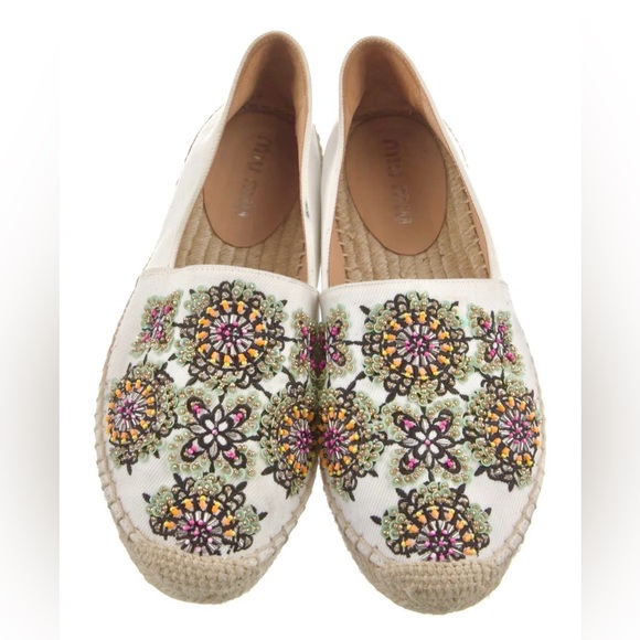 Miu Miu Embroidered Canvas Espadrilles Sz 8 EUC with dustbags and box - Picture 12 of 14